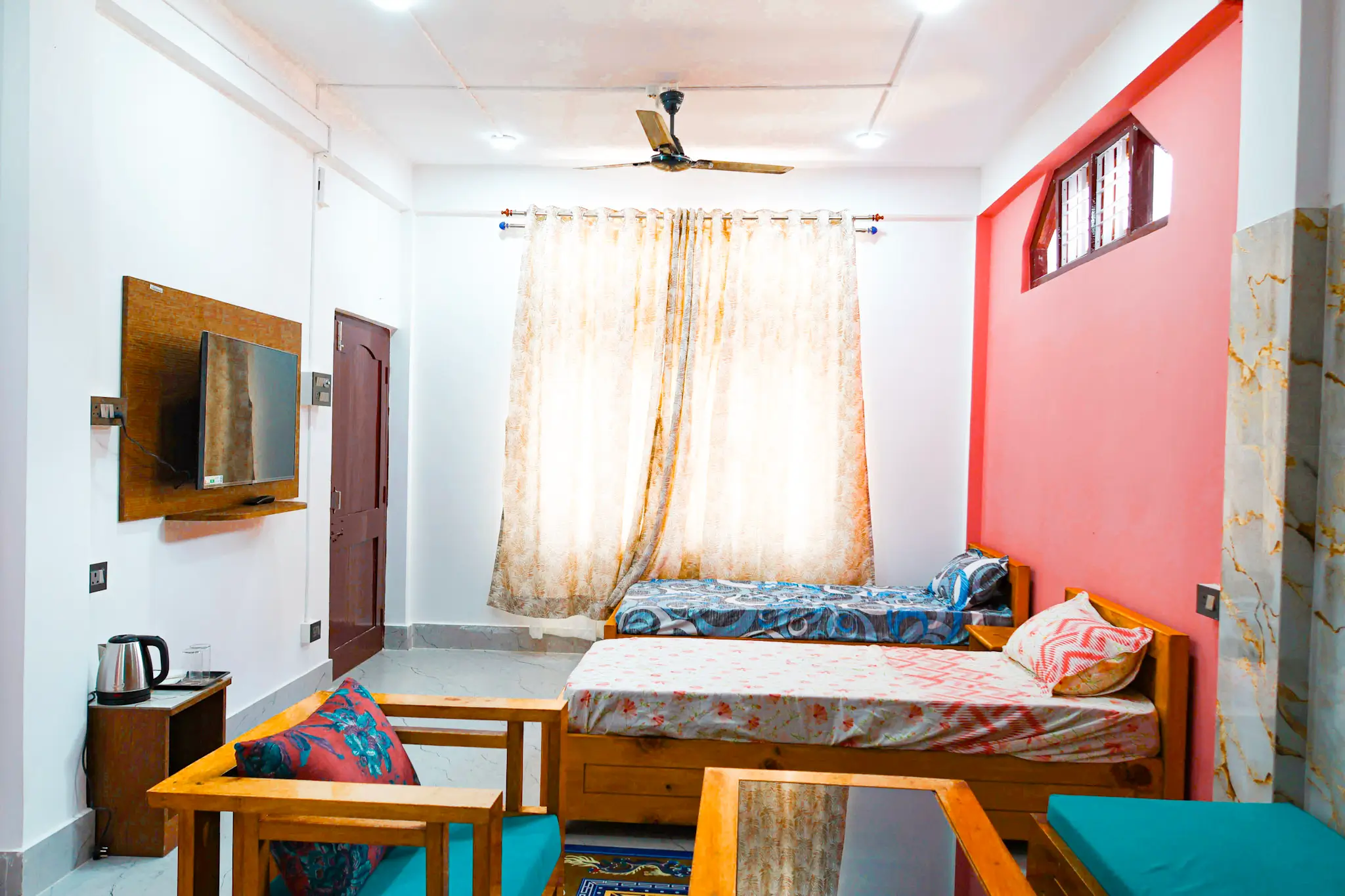 Comfortable bedroom with mountain views
